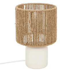 Atmosphera Lampe à Poser en Céramique Koby 24cm Blanc & Naturel