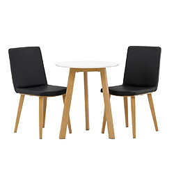 Paris prix Ensemble table + 2 chaises - Noir blanc naturel