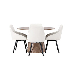 Paris prix Ensemble table + 4 chaises - Beige et naturel