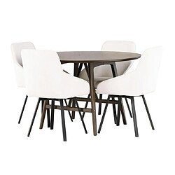 Paris prix Ensemble table + 4 chaises - Marron foncé & beige
