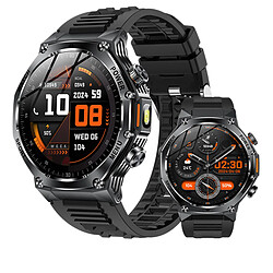 Montre Intelligente LIGE AK82 pour Homme - Appels Bluetooth, Lampe de Poche, Surveillance Santé, Podomètre, Étanche - Bracelet en Silicone Noir