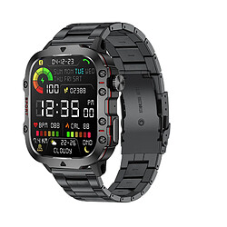 Montre Intelligente Sport LIGE pour Homme - Cadran Round, Surveillance de la Santé, Podomètre, Autonomie Longue, Étanche IP67, Bracelet en Acier Noir