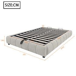 Avis modfu Lit coffre 140x200 cm avec LED et sommier suspendu, en velours , beige