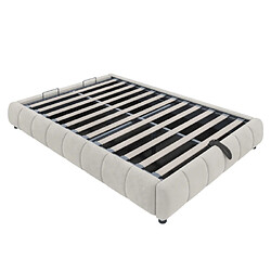 Acheter modfu Lit coffre 140x200 cm avec LED et sommier suspendu, en velours , beige