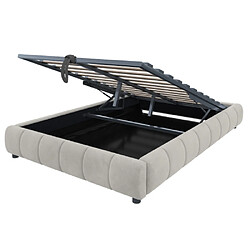 modfu Lit coffre 140x200 cm avec LED et sommier suspendu, en velours , beige pas cher
