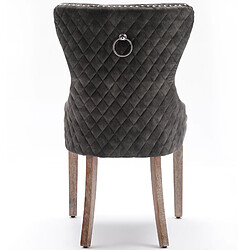 DZMDIP Chaise salle a manger - lot de 4 - chaise tapissée avec tête de clou, pieds en bois massif, revêtement en velours, gris
