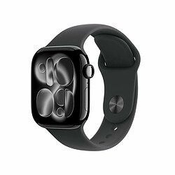Apple Watch 11 GPS 42mm Aluminium Noir Brillant avec Bracelet Sport Noir S/M pas cher
