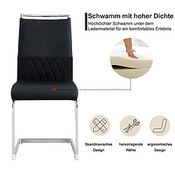 DZMDIP Chaise salle a manger - lot de 4 - dossier en simili-cuir de pu et lin, noir