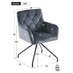 DZMDIP Chaises de salle à manger en éponge et velours - gris - lot de 2 - 49*57*82cm