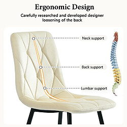 DZMDIP Chaise salle a manger - lot de 4 - velours sergé avec dossier, structure en métal, pieds en métal, beige