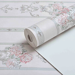 Decopine Papier Peint Intissé Ruban Royal Rose – Décor Floral 3D Embossé – 0,53 x 10m – Sans Colle – Style Élégant