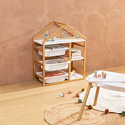 Pegane Bibliothéque meuble de rangement en forme maison - Longueur 68 x largeur 30 x Hauteur 82 cm