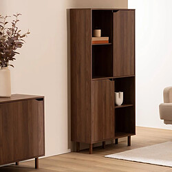 Pegane Bibliothèque avec portes coulissantes - Marron