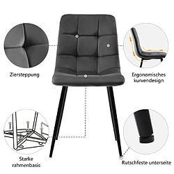 DZMDIP Chaise salle à manger en velours - chaise salle a manger - lot de 4 - gris - pieds en métal