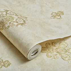Decopine Papier Peint Intissé Imperium Luxe Beige – Décor Floral 3D Embossé – 0,53 x 10m – Sans Colle – Style Élégant