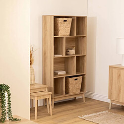 Pegane Bibliothèque étagère avec 8 niches coloris effet bois naturel - Longueur 80 x Profondeur 30 x Hauteur 160 cm
