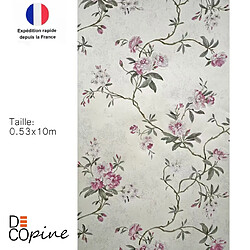 Papier Peint Intissé Floral Doré 3D – Motif Jardin Flottant – 0,53 x 10m – Effet Embossé Élégant – Marque Decopine