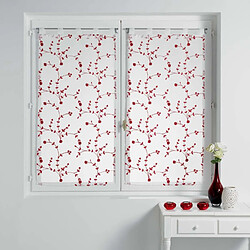 Paris Prix Paire de Voilages Petite Fleur 60x120cm Blanc & Rouge 