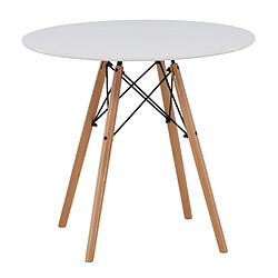Paris prix Table à manger ronde Danburi - Blanc et naturel