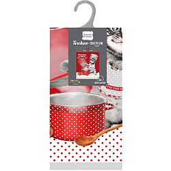 Paris Prix Torchon de Cuisine Chatouille 50x70cm Rouge pas cher
