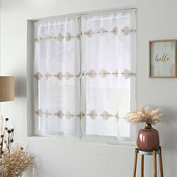 Paris Prix Paire de Voilage Brodé Ebène 60x160cm Blanc & Beige