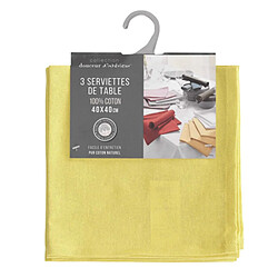 Avis Paris Prix Lot de 3 Serviettes de Table Initia 40x40cm Jaune