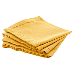 Atmosphera Lot de 4 Serviettes de Table Chambray 40x40cm Ocre