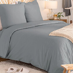 Atmosphera Parure de Lit 3 Pièces Percale 240x220cm Gris