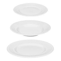 Secret De Gourmet Service de Table en Porcelaine 18 Pièces Perle 27cm Blanc