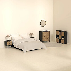 Five Simply Smart Table de chevet 2 tiroirs chevron en bois ÉLONE - Noir