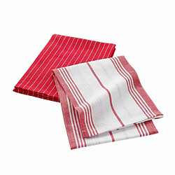 Paris Prix Lot de 2 Torchons Suzette 50x70cm Rouge