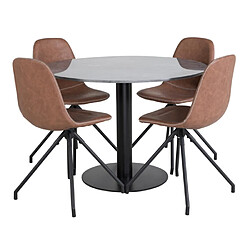 Paris prix Ensemble table à manger 4 chaises - Blanc marron noir