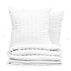 Atmosphera Parure de Lit 3 Pièces Seersucker 240x220cm Blanc