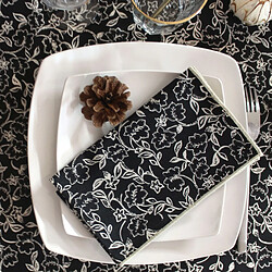 Acheter Paris Prix Lot de 4 Serviettes de Table Linette 40x40 Noir & Écru