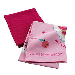 Paris Prix Lot de 2 Torchons Enfant Mini Fée II 50x70cm Rose