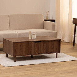 Five Simply Smart Table basse 2 portes coulissantes effet noyer SLIDY - Marron