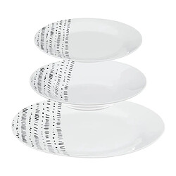 SECRET DE GOURMET Service vaisselle 18 pièces LIGNES - Blanc
