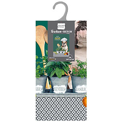 Douceur D'Interieur Torchon de Cuisine Imprimé Hot Dog 50x70cm Bleu pas cher
