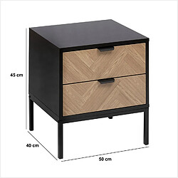Avis Five Simply Smart Table de chevet 2 tiroirs chevron en bois ÉLONE - Noir