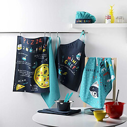 Avis Douceur D'Interieur Lot de 2 Torchons Enfant Mini Chef 50x70cm Bleu