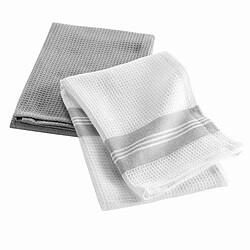 Paris Prix Lot de 2 Torchons en Coton Déjeuner 50x70cm Gris