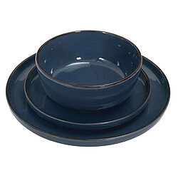 Paris Prix Service de Table 12 Pièces Grès du Temps 27cm Bleu