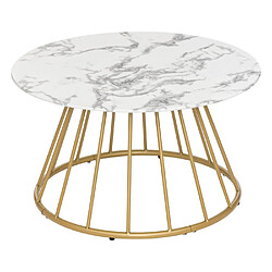 Atmosphera Table basse ronde effet marbre - Blanc