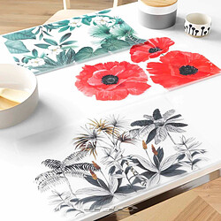 Avis Douceur D'Interieur Set de Table Imprimé Flower 28x44cm Rouge