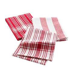 Paris Prix Lot de 3 Torchons Bayado 50x70cm Rouge
