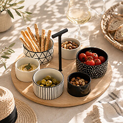 Acheter Paris Prix Service Apéritif 7 Pièces Avery 29cm Noir & Blanc