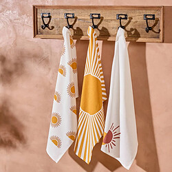 Atmosphera Lot de 3 Torchons de Cuisine Solaris 45x70cm Ocre pas cher