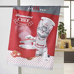 Paris Prix Torchon de Cuisine Chatouille 50x70cm Rouge