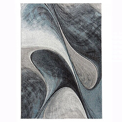 UnAmourDeTapis tapis entrée 40x60 tissé bleu et gris rectangle motif géométrique LYN8 MADILA