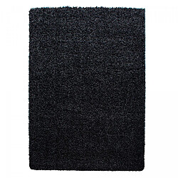 un amour de tapis Tapis poils longs shaggy 100x200 rectangle tissé noir motif uni UNI L